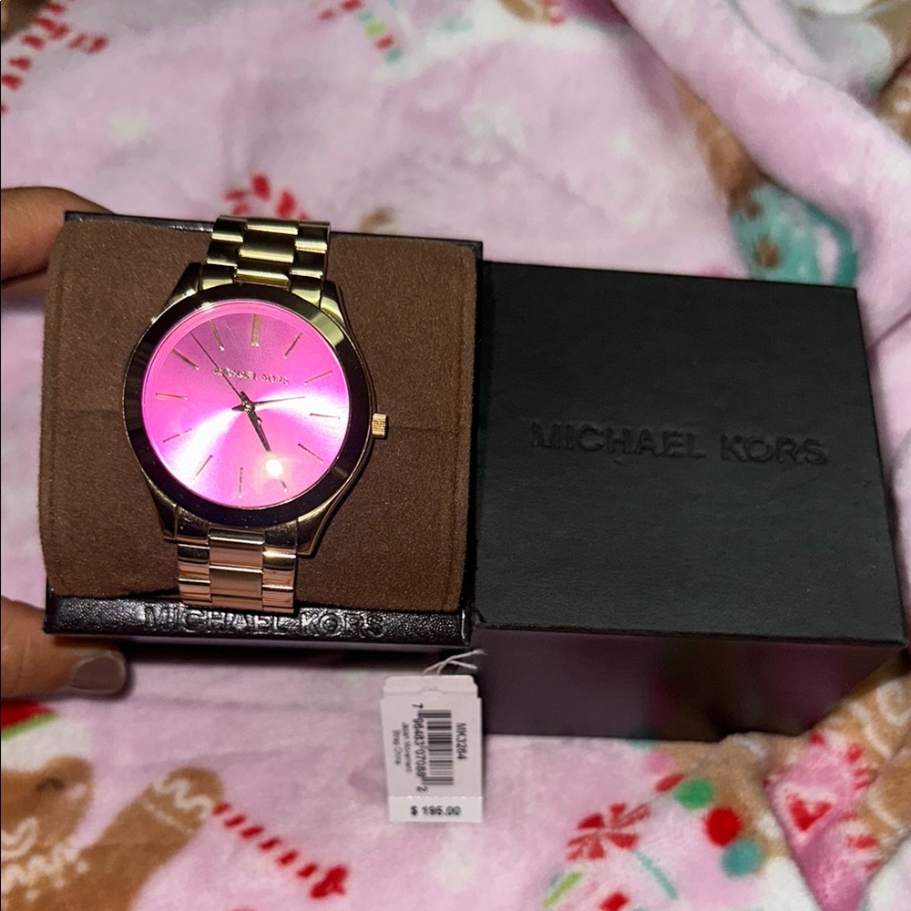 Michael Kors Pink and Gold Watch with Modern Design
